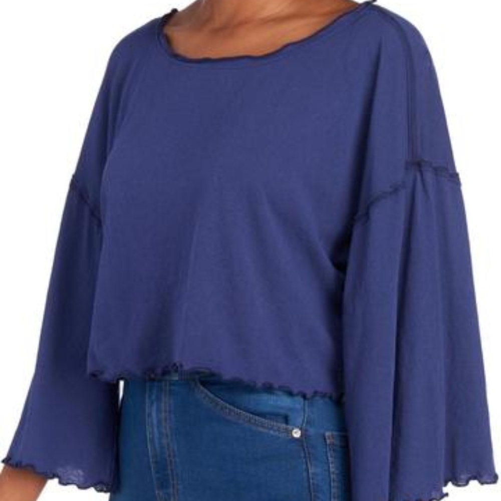 NWT Free People Bird Gang Crop Top Bell Sleeve - Picture 3 of 8